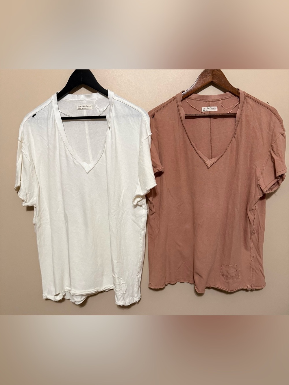 Bundle of 2 We The Free by Free People Short Sleeve V-Neck Tees T-Shirts Sz M